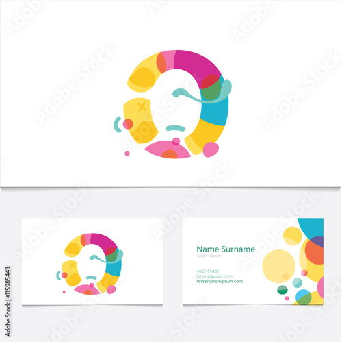 Creative Letter O design vector template on The Business Card Template. Abstract Colorful Alphabet .Friendly funny ABC Typeface. 