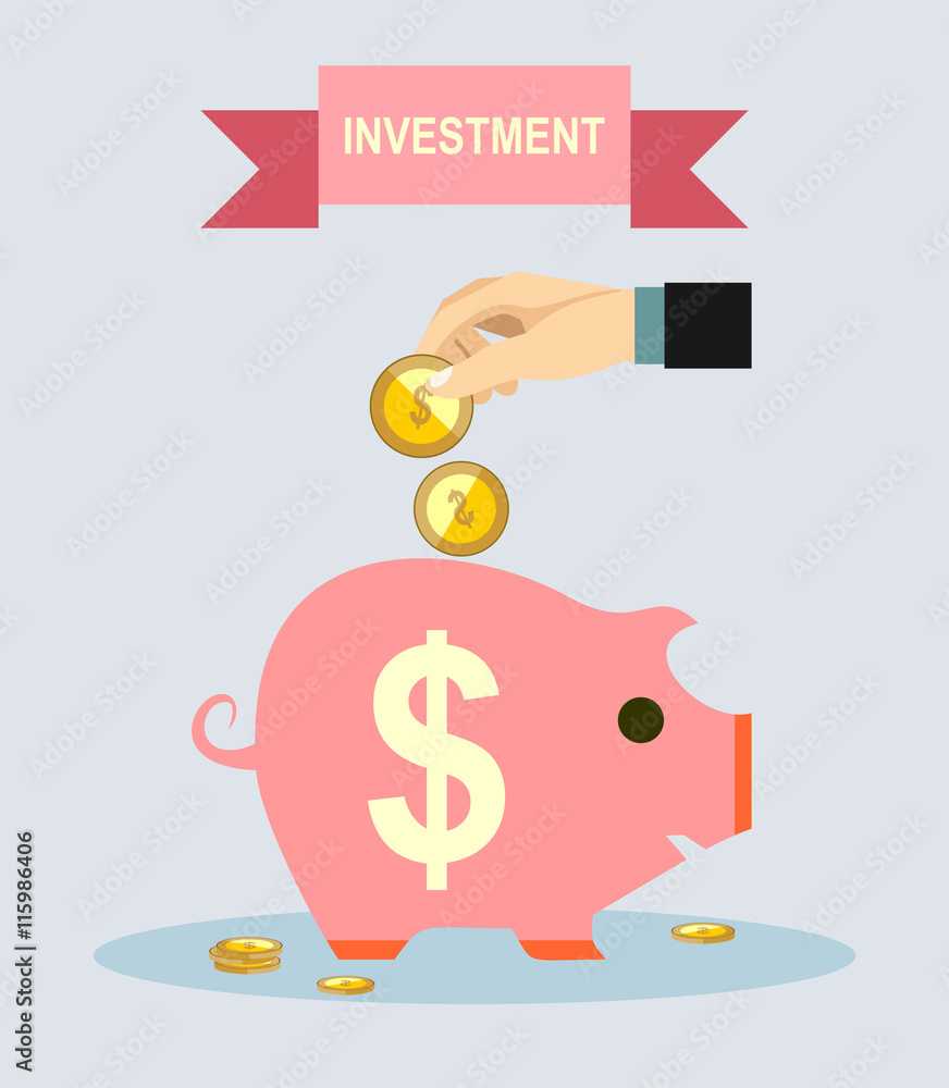 Flat design vector business illustration concept Investment hand hold money coin for website and promotion banners. Flat design vector business illustration concept Investment hand hold money coin for website and promotion banners.