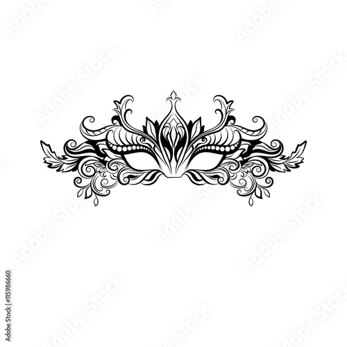 Vector Ornate masquerade mask isolated on white background. Vector illustration