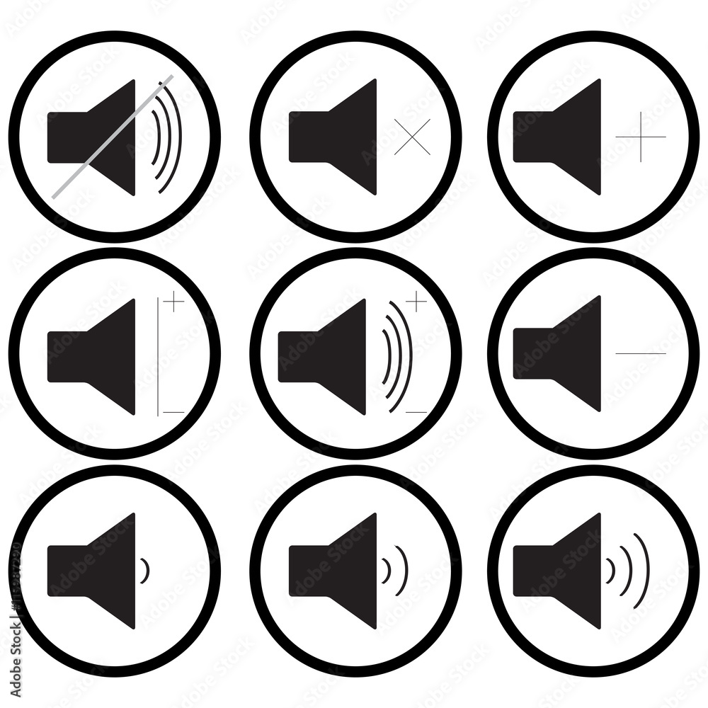 Set of sound icons monochrome Set of sound icons monochrome