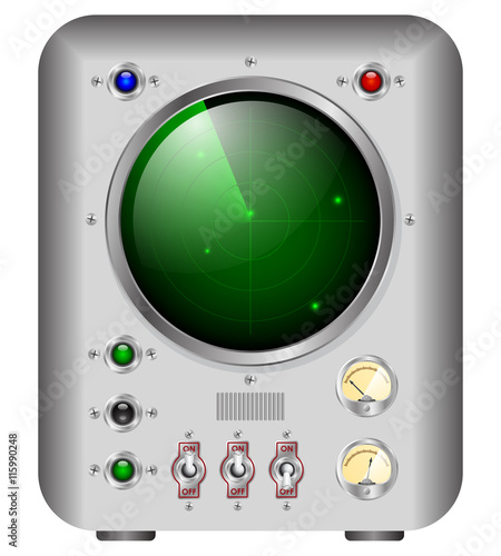 electronic device with a green screen similar to radar or old oscilloscope