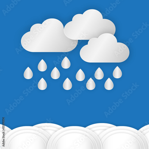 A cloud with rain drop over water or sea against blue sky backgr