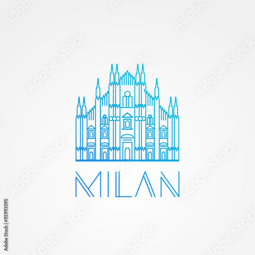 World famous Milan Cathedral. Greatest Landmarks of europe. Linear modern style vector icon symbol of Italy.