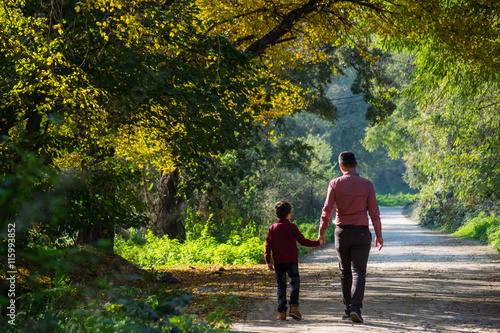 Father and Son autumn walk