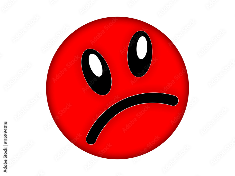 Red angry face on a white background Red angry face on a white background