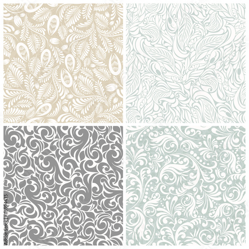 Set of seamless patterns baroque 