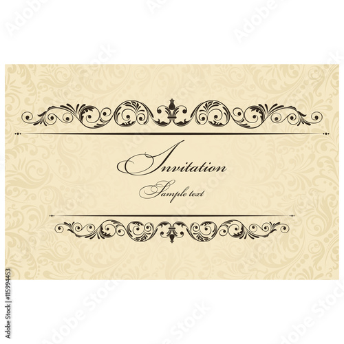 Weddind Invitation cards in an old-style gold