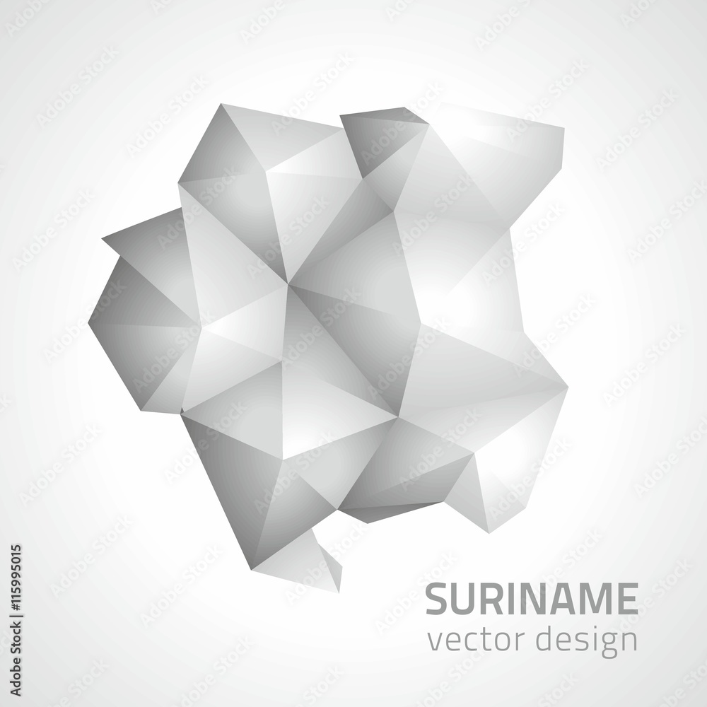 Fototapeta premium Suriname polygonal vector grey map