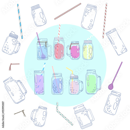 Jars for smoothies and lemonades.