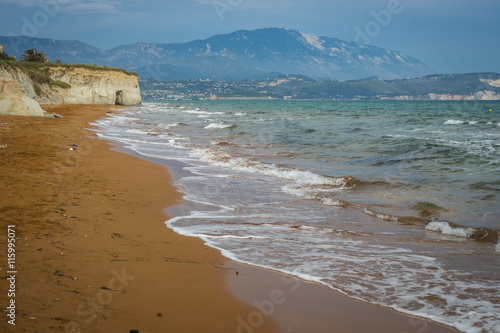 Stunning red sand and white rocks on Ksi beach  on Kefalonia, Gr photo