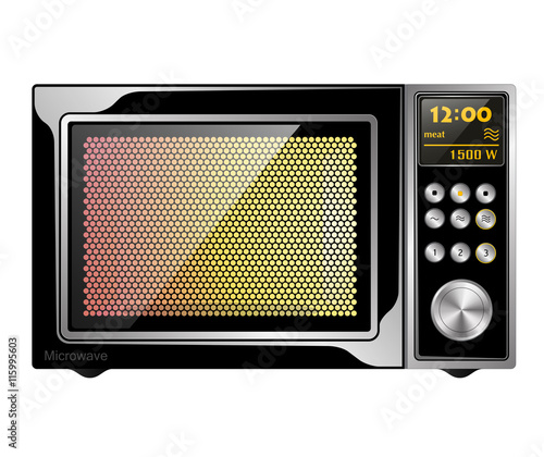 Image quality black enabled microwave oven with electronic control. Isolated.