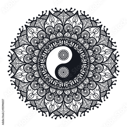 Vintage Yin and Yang in Mandala