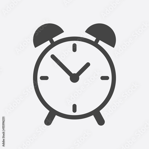 Alarm clock icon. Flat design style. Simple icon on white background. Web site page and mobile app design element
