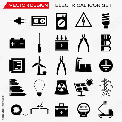 Electrical icon set, vector design