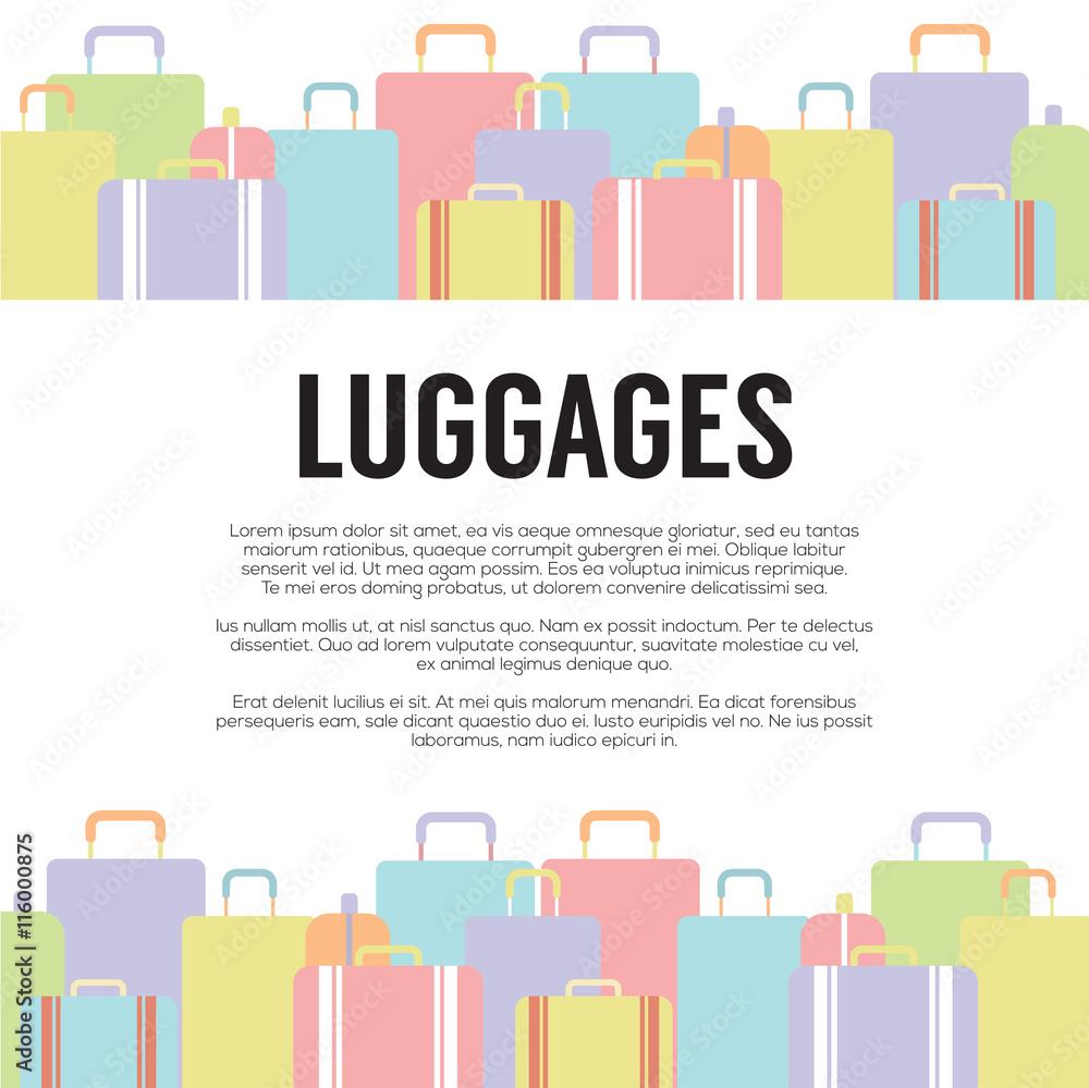 Many Luggages Travel Concept Vector Illustration.