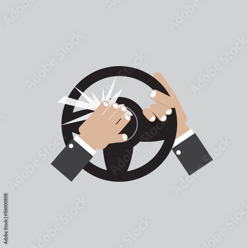 Man Honking The Horn In a Car Vector Illustration.