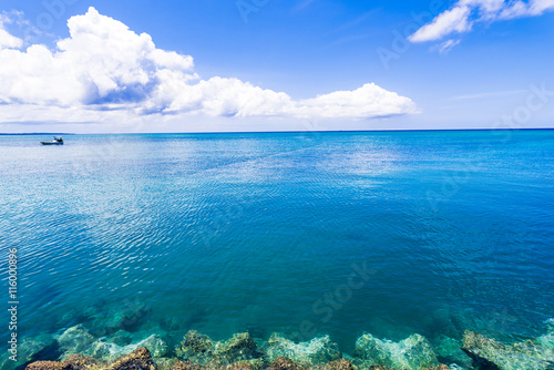 Fototapeta Naklejka Na Ścianę i Meble -  Sea, sky, clouds, landscape. Okinawa, Japan, Asia.
