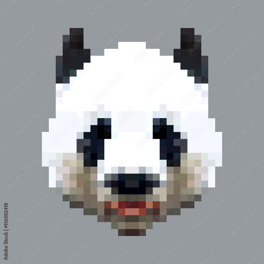 panda head pixel art vector. isolated square animal panda head pixel art vector. isolated square animal