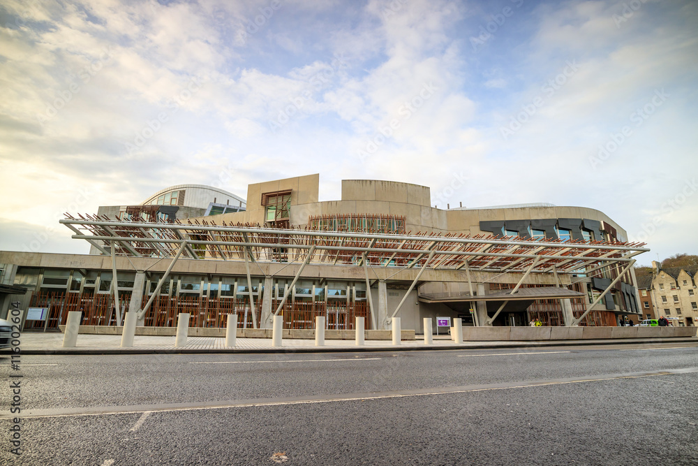 Scottish parliament building in downtown Edinburgh Scottish parliament building in downtown Edinburgh