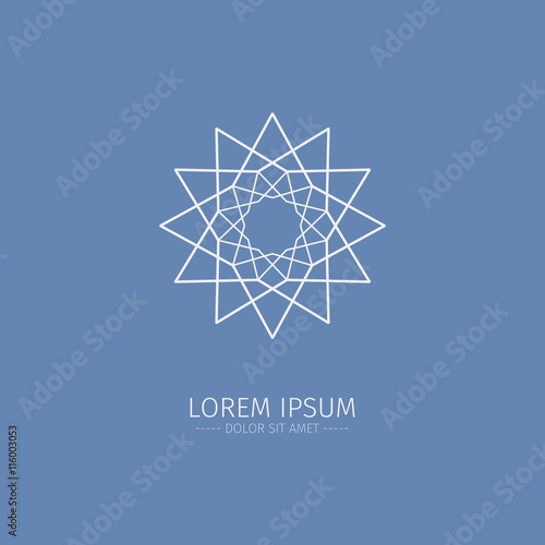 Luxury white Logotype. Logo in the shape of a flower. Simple geometric emblem for boutique. Vector sign.