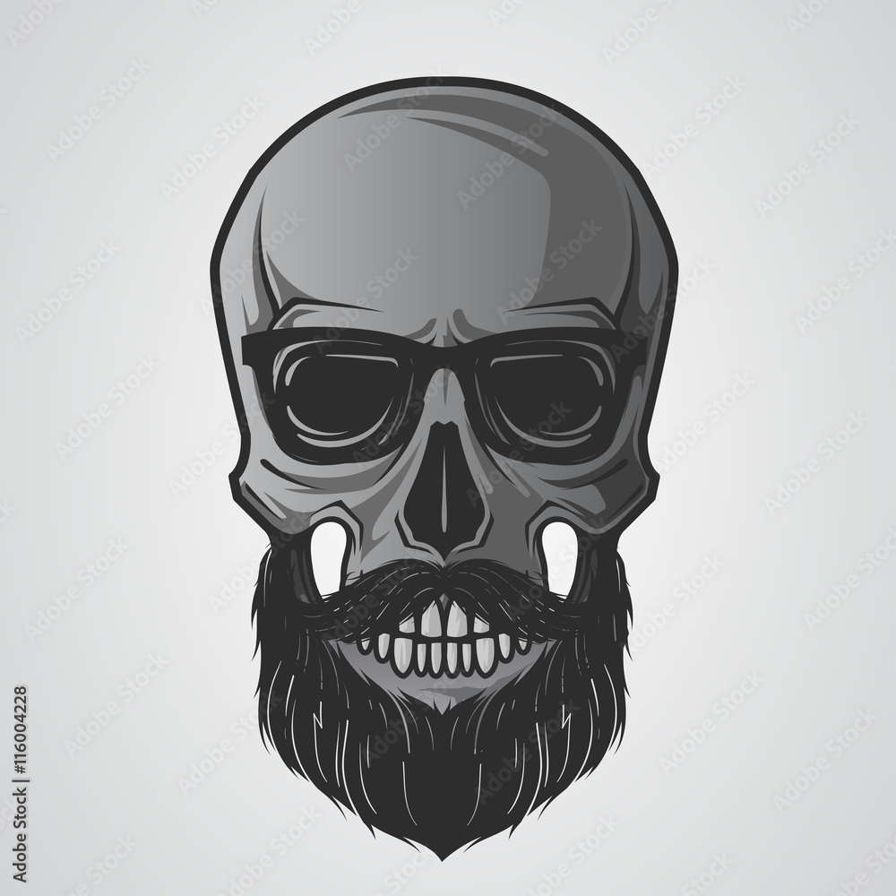 Fototapeta premium Bearded skull illustration
