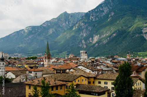 Panoramic veiw on Trento with green montains as a background photo