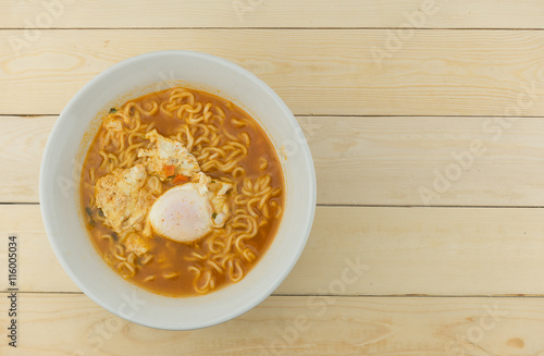 Spicy noodle with boiled egg