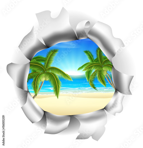Beach Scene Through Background
