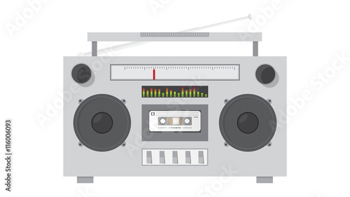 old school ghetto blaster retro radio cassette recorder vector illustration