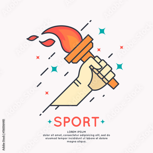 Illustration Hand with a burning torch for sports