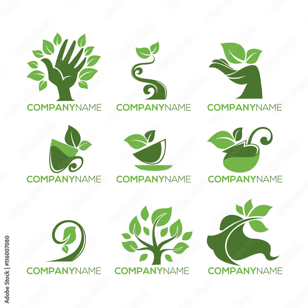 Eco and Bio Concepts Collection, Organic Food and Beauty Logo