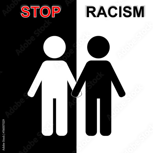 Stop racism in black and white idea. Vector illustration. EPS10