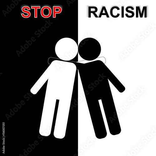 Stop racism in black and white idea. Vector illustration. EPS10