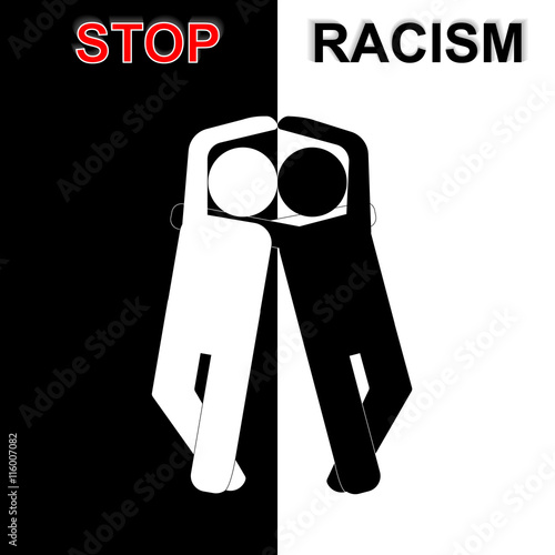 Stop racism in black and white idea. Vector illustration. EPS10