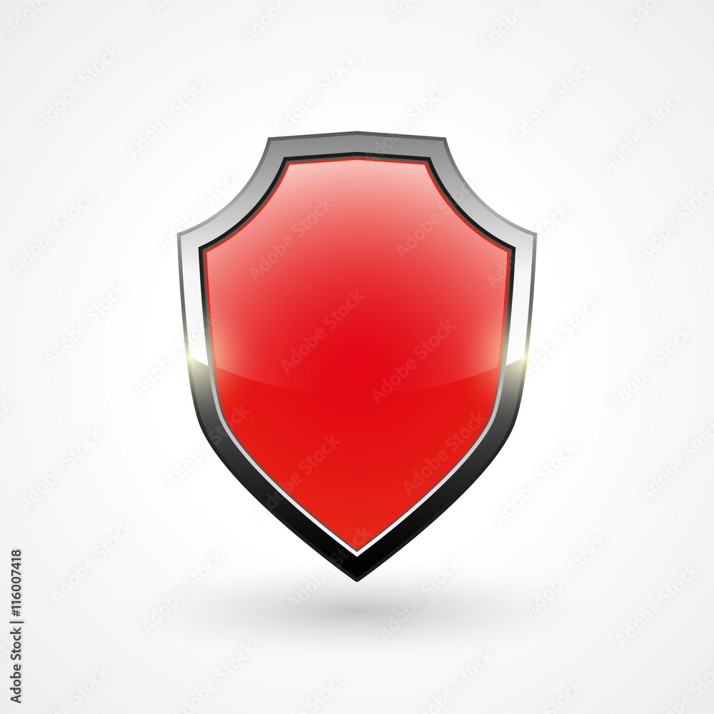 Red brilliant web shield with metal elements, vector illustration Red brilliant web shield with metal elements, vector illustration