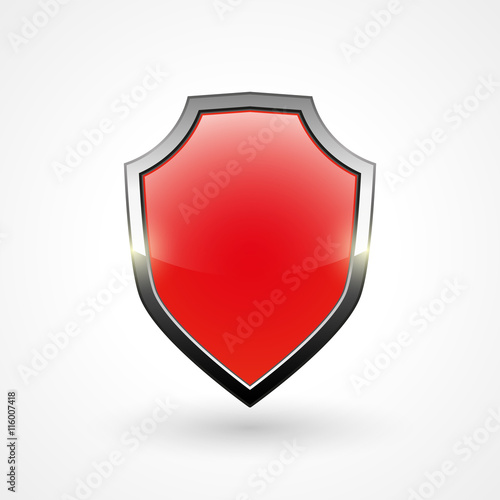 Free Download Red brilliant web shield with metal elements, vector illustration - GFXLoad