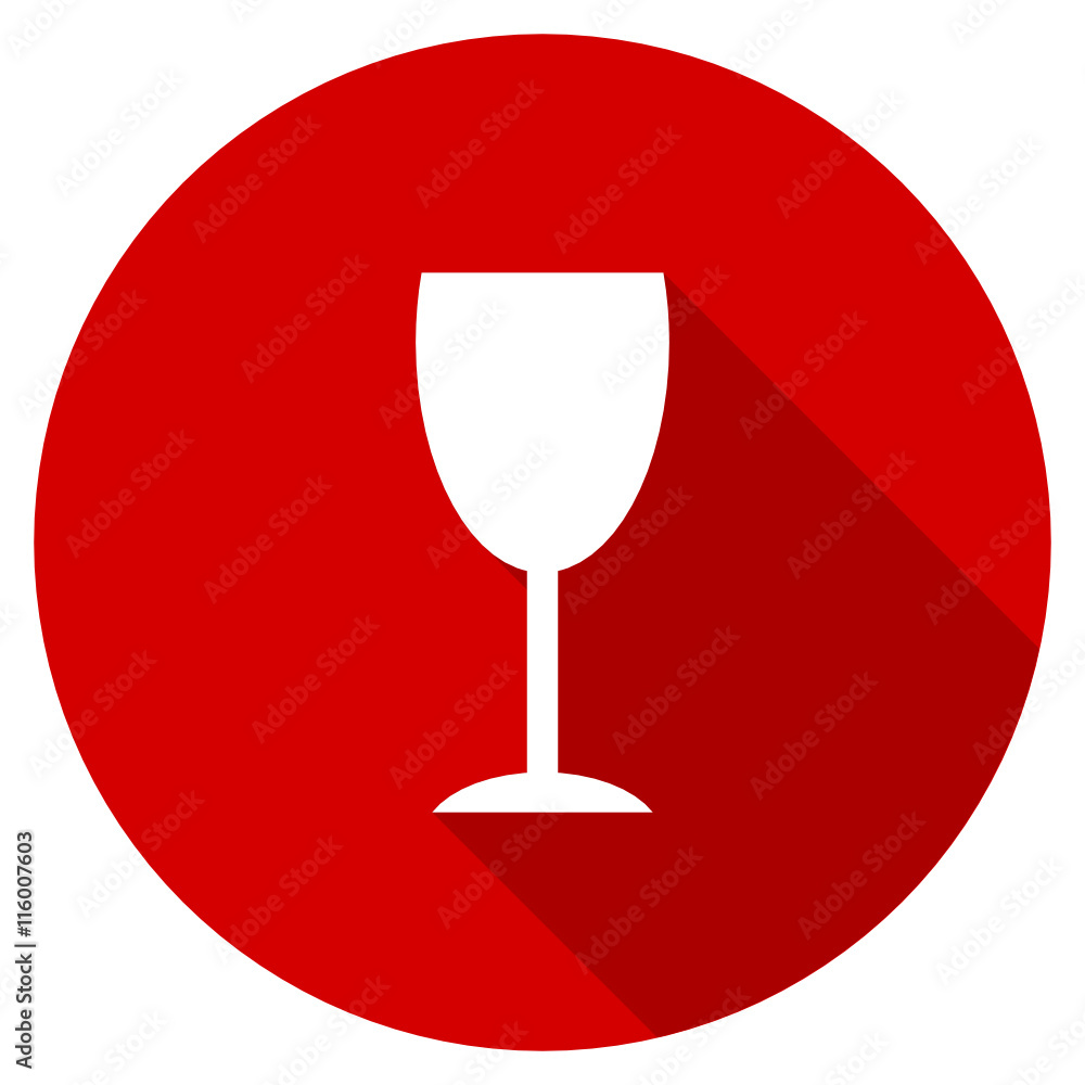 Flat design red round glass vector icon Flat design red round glass vector icon