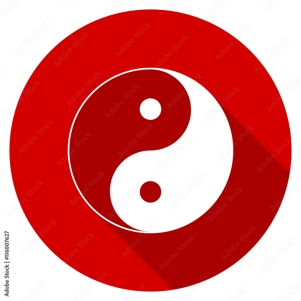 Flat design red ying yang round vector icon