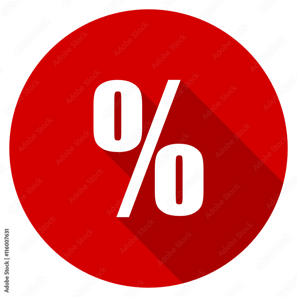 Flat design red round percent vector icon Flat design red round percent vector icon