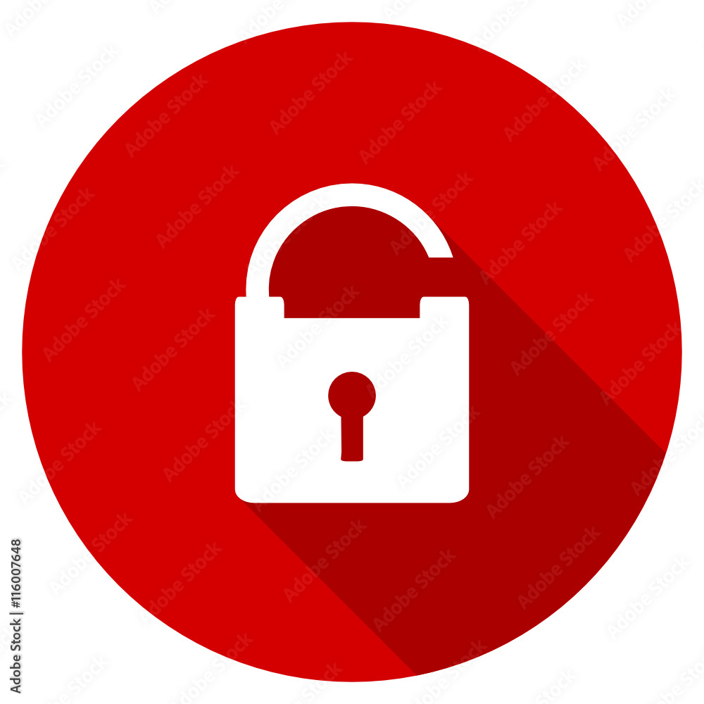 Red round flat padlock vector icon Red round flat padlock vector icon