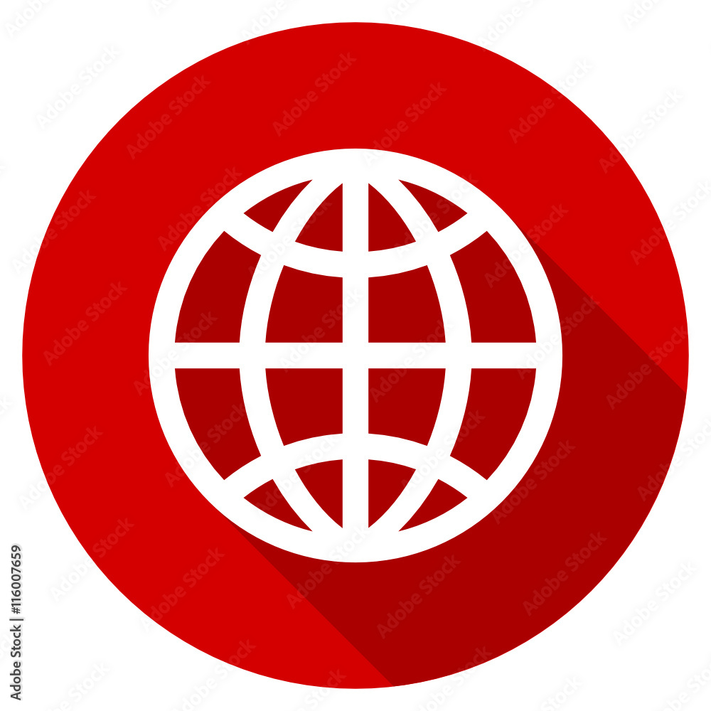 Red round flat earth vector icon Red round flat earth vector icon