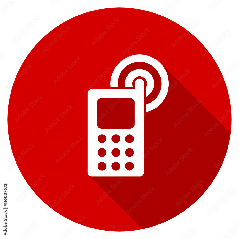 Red round flat phone vector icon Red round flat phone vector icon