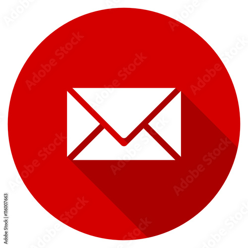 Red round flat mail vector icon