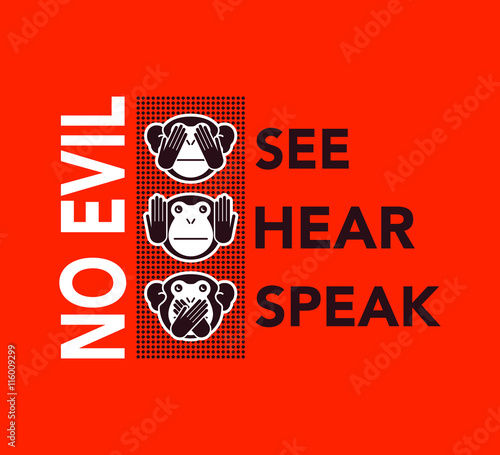 wise monkeys. Vector illustration.
