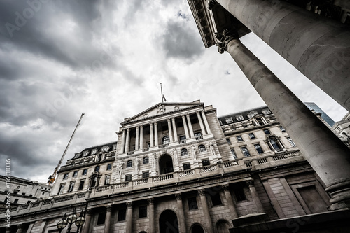 The Bank of England, Threadneedle Street, City of London, UK. Concept interest rates, inflation and cost of living crisis. photo