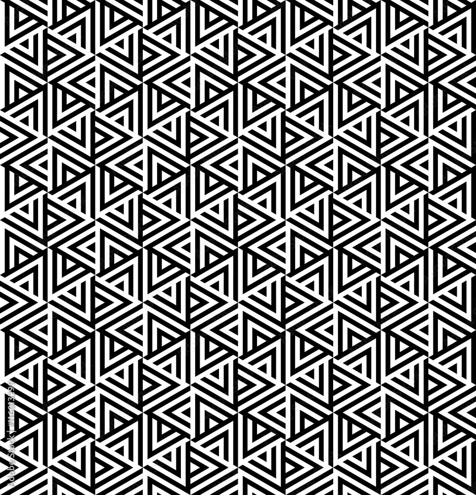 Vector seamless texture. Modern abstract background. Monochrome geometrical pattern. Repeating tile rotated triangle. Vector seamless texture. Modern abstract background. Monochrome geometrical pattern. Repeating tile rotated triangle.