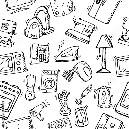 Household appliances and electronic devices icons