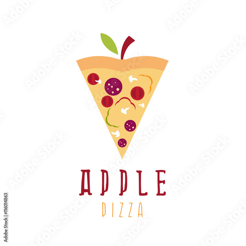 apple pizza vegetarian concept vector design template