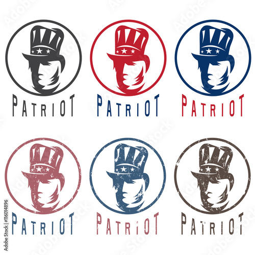 Patriotic Uncle Sam vintage vector labels set