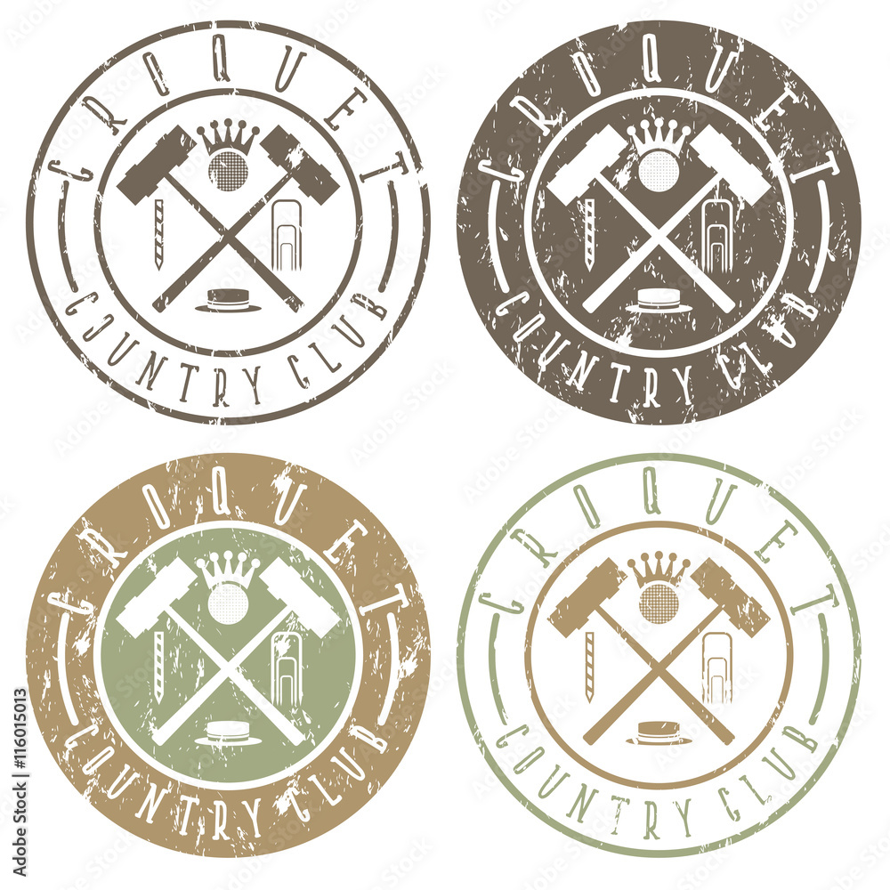 Φωτογραφία vintage grunge labels set of croquet country club
